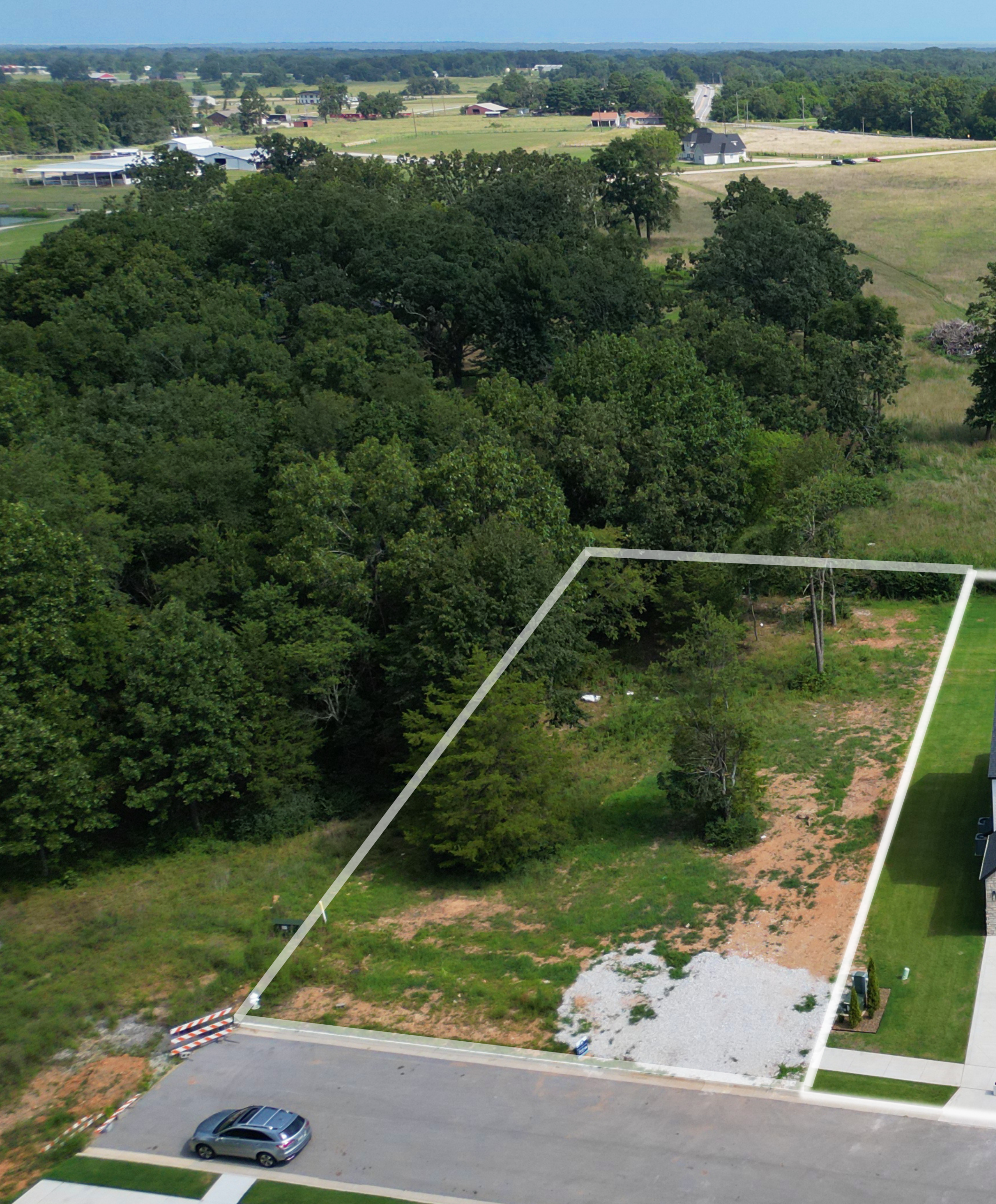 Lot 100 for Sale in Big Sky - Thrilled Home Builders Aerial view of Lot 100 in the Big Sky community showing lot boundary lines